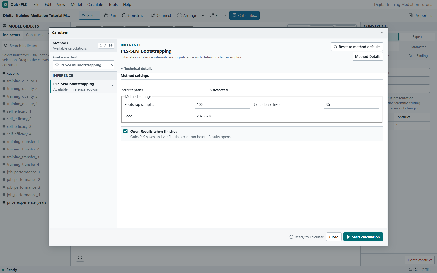 Mediation: Correct method and required settings are visible