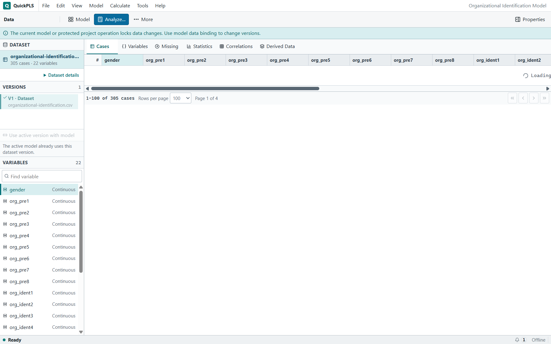 PLS Model Comparison: Imported teaching dataset is open